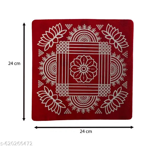 Premium Medium Size Rangoli Stickers/kolam Sticker/Rangoli Stickers for Pooja Room/Floor Hall Decor Waterproof PVC Vinyl/Self-Adhesive (L 24 X W24 Cm) (Combo Pack of 4 Stickers)