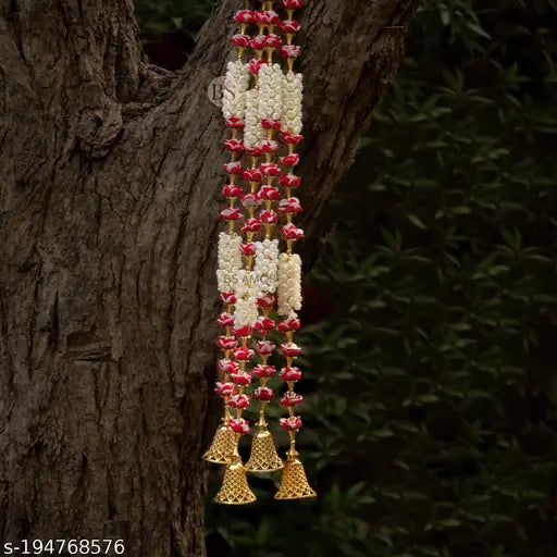 BS AMOR Traditional Hanging Latkan for Party, Wedding, Room, Home, Main Door ,Diwali ,Christmas,New year Decoration Items,Bell Mogra pack of 4 strings