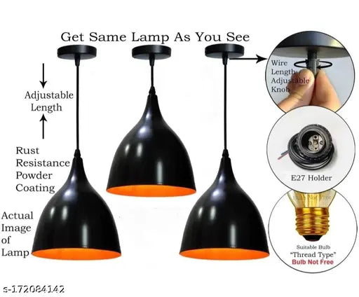 BLACK R@Y Lamp/Pendant Lamp/Ceiling Light to décor your Home/ Bedroom/ Drying Room/ Living room/ Restaurant and Home Decor Pendants Ceiling Lamp (PACK OF 5).