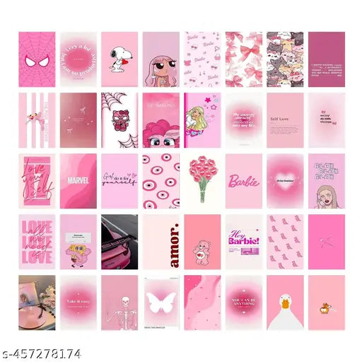 Pink Aesthetic Poster Card Set (Set of 40) – Soft, Minimalist Wall Decor for a Cozy Vibe