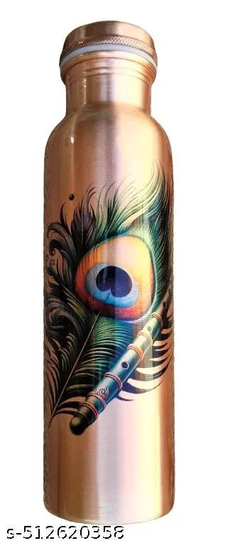 Copper + Morpankh Printed Copper Water Bottle,  Printed bottle, Copper bottle, 900 ml Bottle