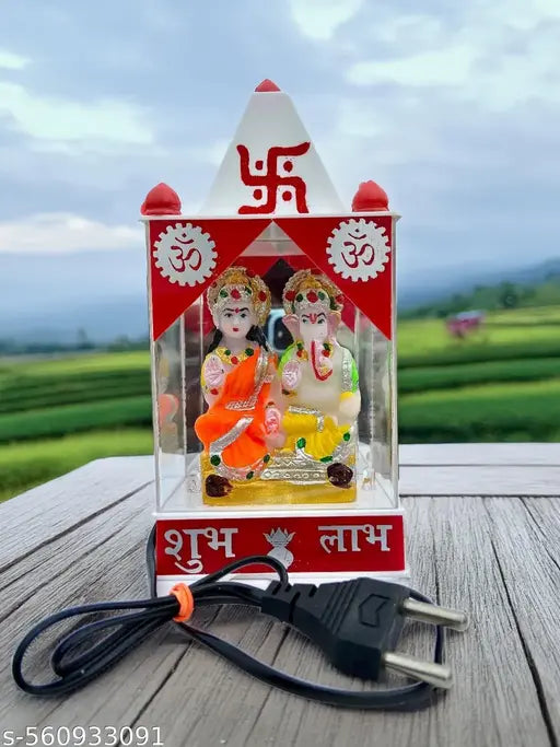 Glowing "Lakshmi Ganesha LED Murti" for Festive Decoration – Temple Decor Showpiece, Ideal for Housewarming Gifts, Diwali Essentials & Cultural Home Decor