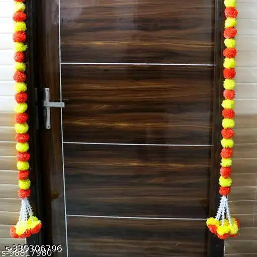 Artificial Marigold Fluffy Flowers String | Garlands Toran/Latkan/Strings for Wall | Wall Hanging Genda Phool Artificial Strings/Mala/Maala | Special Diwali Décor | Decorative items for Festival Occasion, Navratri, Ganesh Chaturthi, Janmashtmi, Diwali pac