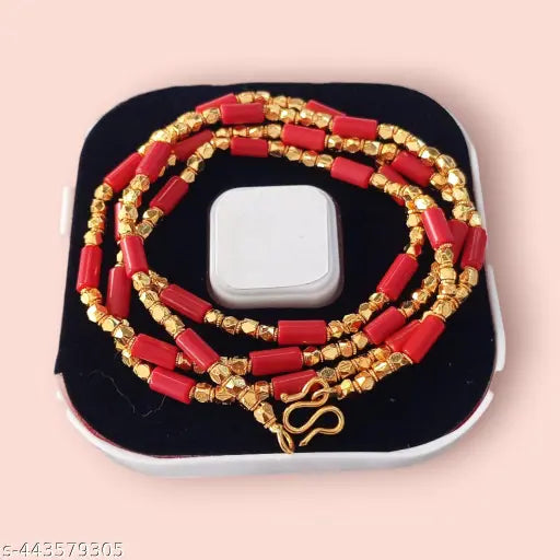 Multi Colour Gold Plated Beads Necklace Mala For Women 28 Inch Long