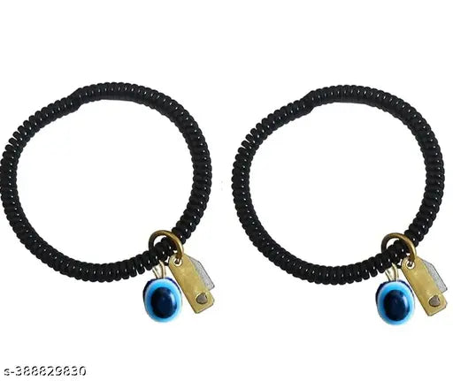 BigMart Nazar Battu Evil Eye Knife Bracelet Free Size for Men and Women | Stylish and Trendy Evil Eye Bracelet Nazar Battu Black Beaded Bracelets Unisex