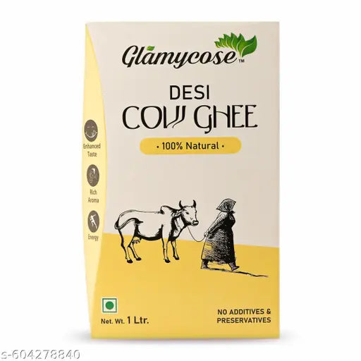Glamycose Pure Desi Cow Ghee 1 Litre Tetra |  No Added Color and Preservatives, No Added Fragrance, 100% Naturally obtained Ghee | 1 Ltr Tetra Pack