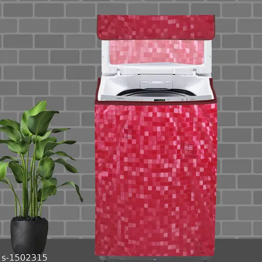 E-Retailer®Waterproof PVC Top Load Washing Machine Cover With Zip Enclosure Suitable For 5kg to 8kg (Color-Red, Size-23x23x35 Inches)