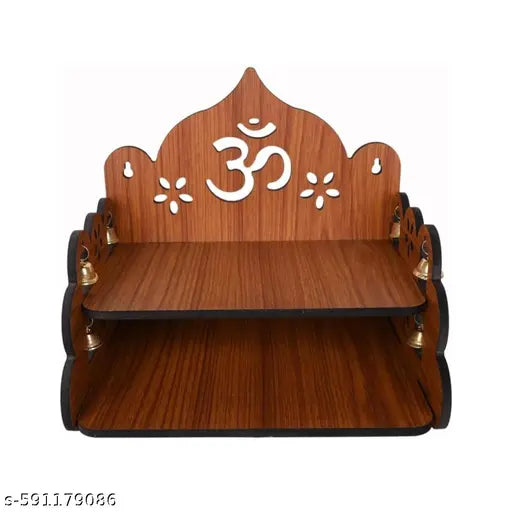 Puzzle Berry Small Wooden Mandir for Home | MDF Temple for Pooja Room & Daily Rituals (Design 1)