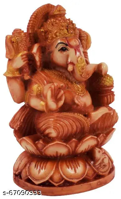 Real Craft Resin Lord Ganesha | Ganpati Statue Decorative Showpiece - 10 cm  (Ceramic, Brown)