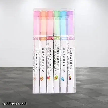 Curve Highlighter Pen, Border Linear PEN Set, Line Markers Colors for Adults & Kids Writing Drawing, Underlining Markers for Study Drawing (Colorful) (Pack Of 6 pens)