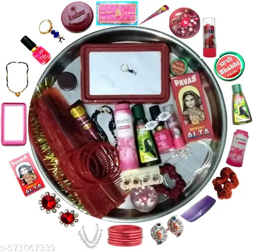 Set of 21, 16 Solah Shringaar Set Multipurpose Artificial Jewelry Set with Every Essential for Mataji Deviji Navratri Diwali Karwachauth Puja Set