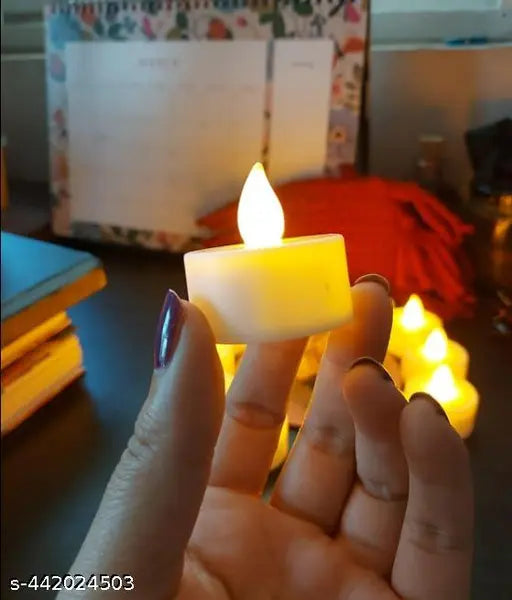 Acrylic Led Tea Light Candle For Home Decoration 6 Piece, Yellow,