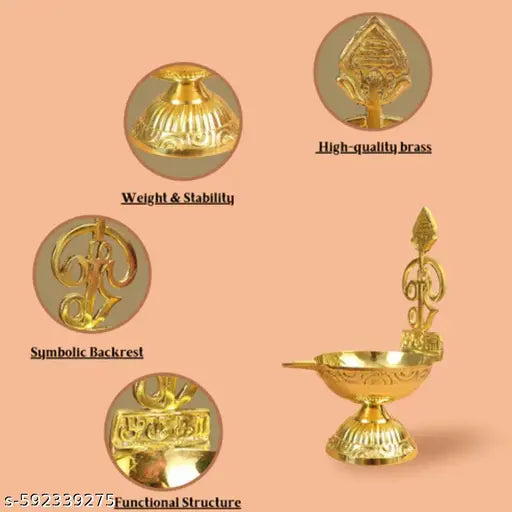 Om Vilakku murugan Om Vilakku Antique Diya for Puja OM Deepam Oil Lamp, 6 inch Height return gift deepam diya brass diya oil lamp dewali decoration