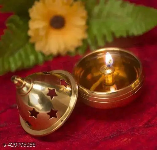 Home Trends India Brass Diya for Puja Akhand Diya Jyothi Oil Lamp Deepak for Diwali Mandir Decor Small(2.5 Inches)