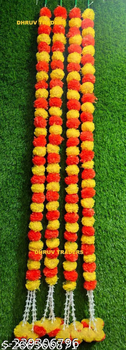 Artificial Marigold Fluffy Flowers String | Garlands Toran/Latkan/Strings for Wall | Wall Hanging Genda Phool Artificial Strings/Mala/Maala | Special Diwali Décor | Decorative items for Festival Occasion, Navratri, Ganesh Chaturthi, Janmashtmi, Diwali pac