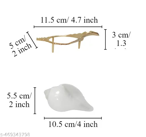 Sacred Jal Shankh with Decorative Brass Stand for Pooja and Home Decor | Spiritual Puja Jol Shankh/Shankha | Natural Non Blowing Conch Shell