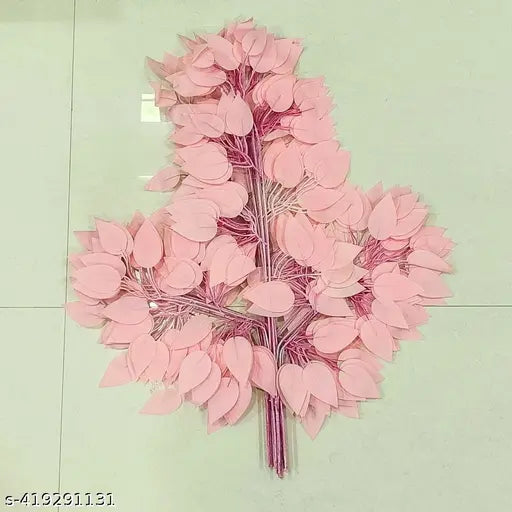 Artificial Ficus Leaves Branches| Ratta Fake Hanging | Garland Silk Long Hanging Bush Flowers String for Home Party Wedding Decor (Pink, 6)