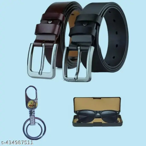 MENS BELT , SUNGLASS , KEYCHAIN COMBO (PACK OF 4)