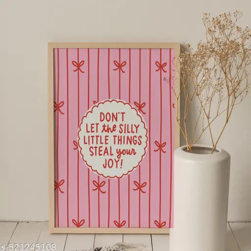 BOSSICA Poster Motivational Painting Pink  Aesthetic Positive Quote Framed Painting for Home and Office Wall Decor Aesthetic Wall Painting with Frame for Living Room Aesthetic Bed Room ( 21x30cm)