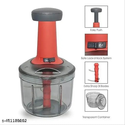 Multicolor classic Manual  hand press Choppers 650 ml with 3 blade  & Chippers