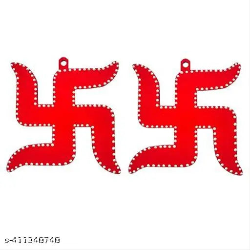 Swastik for Door Entrance,Pooja room,Evil Eye,Vastu,Feng Shui,Red Piramid Swastika,Mandir,Pooja Room,Home and Wall Decor ( 4 x 4 inch)