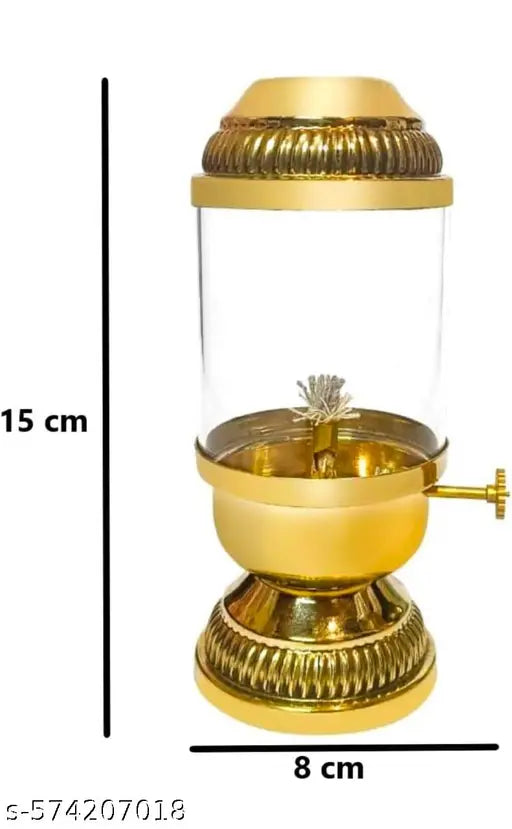 KALAM INTERNATIONAL Brass Akhand Jyoti Diya for Puja | Akhand Diya | Oil Lamp Jyot Diya | Wick Adjustable Akhand Diya | Pooja Article for Home and Office Temple | Perfect for Gifting 6 INCH.