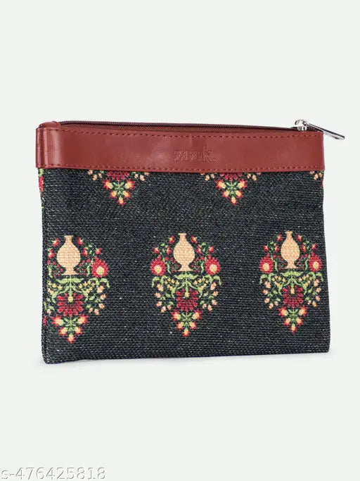 Zouk Royal Green Mogra Print Classic Utility Pouch