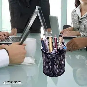 Desk Pen Holder Organizer Stand Cup Desk Office School Stationary Supplies (4 Pcs Round)
