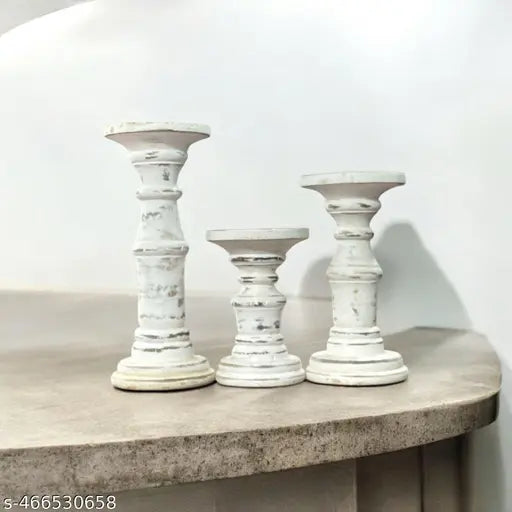 A Piece Of Wood Handmade Wooden Candle Holder Stand for Home Décor Decorative Tealight Gifts Item, Set of 3