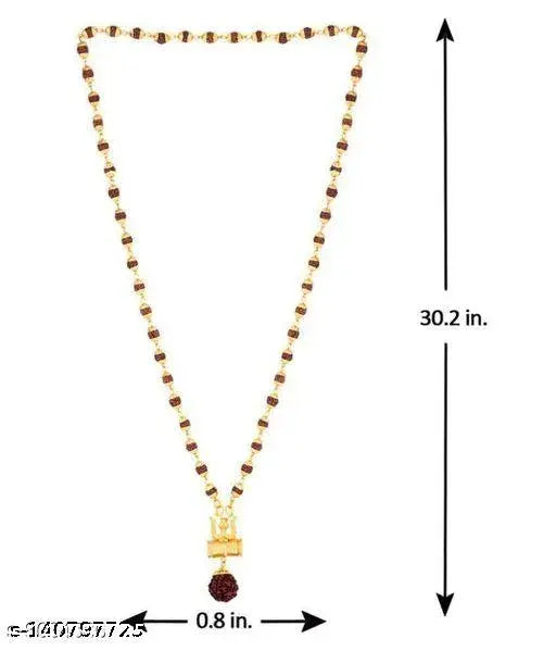 Mokah Spiritual Shiv trishul Damaru Locket With original Pamchmukhi Rudraksh stylish mala (8mm 36bead) Pack Of 1