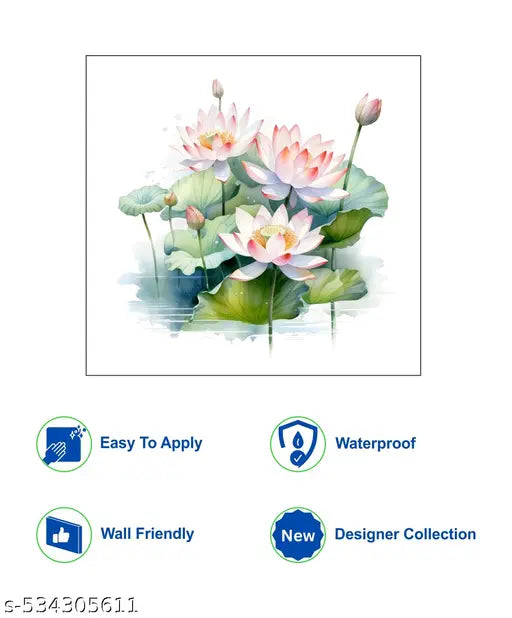 Advait Design decorative lotus flower Sticker for Home, Living Room, Bedroom, Kitchen (60 cm X 62 cm)