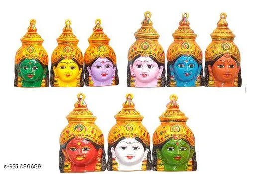 S.S Mart Navadurga Devi Face Set of 9 Size: Length: 8 inches Breadth: 4 inches Material: Metal
