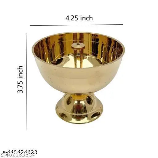 Brass Diya, Akhand Jyoti Pyali Deepam Big Oil Lamp for Home Decor & Diwali Gifting Table Diya ( Set of 1, Big Size )