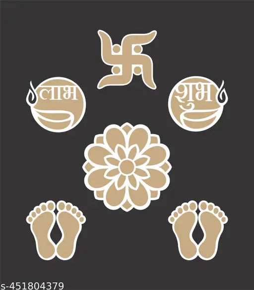 6 pcs of Readymade Rangoli Cutouts MDF Stencils (Combo pack of 6 pcs)