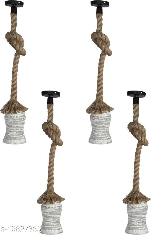 Afast Ultra Stylish Pendant Ceiling Lamp Light Hanging In Rope With Hand Decorative Designer Glass Shade (Set Of Four ) Rf45