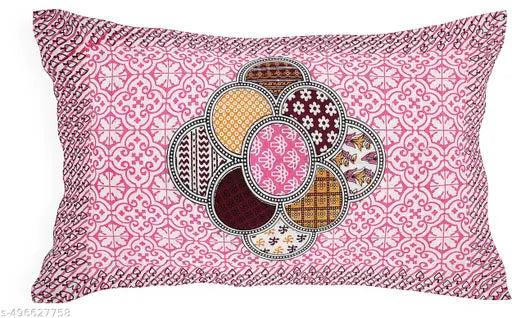 Jaipuri Printed Cotton Single Bedsheet With 1 Pillow Cover