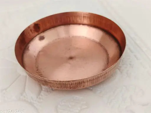 DHARTI MART  Pure Copper Panchapatra Udharini Set with Anchmani Spoon and Plate