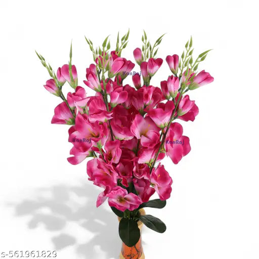 KanRaj ® Pink Gladiolus Artificial Flower  (25 inch, Pack of 2, Flower Bunch) Without Pot