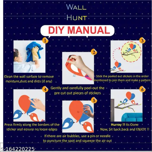 Wall Hunt Flower Pots Vinyl Wall Stickers  Wall Cover Size 30X30Inch