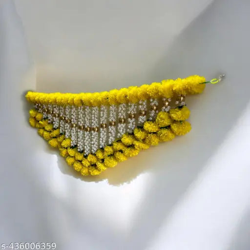 Festive Home Decor Artificial Marigold & Jasmine Flower Toran with Golden Bead Detailing door hanging bandharwal mala wedding festival party deco 1pcs