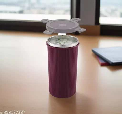 Nabhya Inner Steel & Outer Plastic Tumbler with  Air Tight Lid, Leak Proof Glass Tumbler for Office Gym Yoga Hiking Trekking Travel Home & Kitchen, 450ml (Maroon)