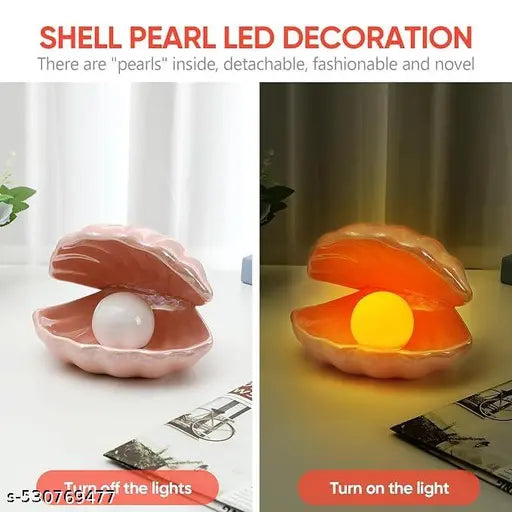 Shell Lamp Pearl Shell Night Lamp Shell Pearl Light LED Accent Lamp for Home Decor Bedroom Living Room Decoration Night Light for Kids Room Clamshell Portable Lights