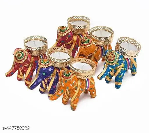 Adya Studio Decorative Elephant Tealight Candle Holder | Diwali Decoration | Pack of 6