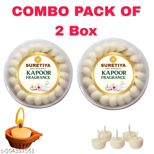 SURETIYA Cow Ghee Batti for Puja Handmade Pooja Jyot Batti for Aarti and Special Occasions, High Quality Puja Batti - 30PCS X 2 Total 60PCS Combo Set