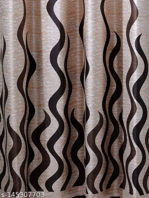 Shubhanjali Creations Polyester Curtains for Window , 5Feet , Pack of 2pcs , Brown