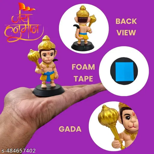 Lord Shree Hanuman Ji Idol for Car Dashboard, Office Table,Home Decor| Little Balaji Bajrangbali with Gada Figurine| God Statue for Gifting Kids, Family & Friends (Kesari - Hanuman Ji)
