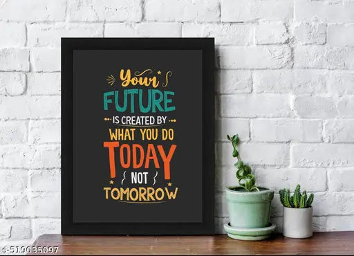 Inspirational Wall Art Print, Your Future Quote, Black Frame, Motivational Office Decor