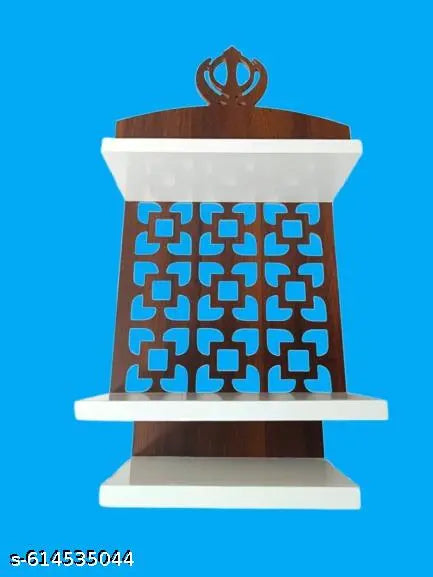 Sikh Wooden Wall Mount Khanda Temple , Wall Hanging Sikh Temple, Brown & White