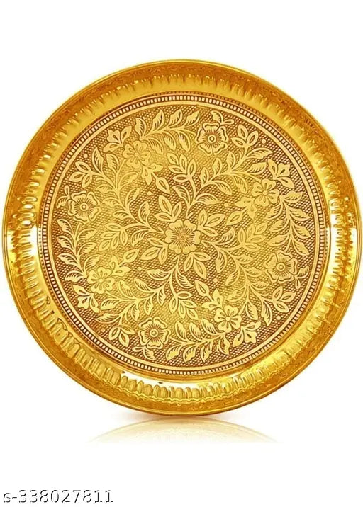 8 inch Handcrafted Brass Thali/Aarti Plate for Puja/Worship,Diwali gifts, handicrafts, home décor, return gifts, special occasions, birthdays, karwa chauth, wedding
