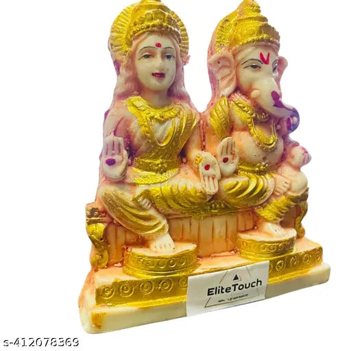 ELITETOUCH Ganesha Laxmi Set For Puja, Laxmi Ganesha Murti, Laxmi Ganesha Murti For Diwali Pooja, Marble Laxmi Ganesha For Diwali, Laxmi Ganesha for Vastu, home, temple, office, Gifting And Purpose Luck And Happiness Marble Size Lxbxh=10x2x12 Cm